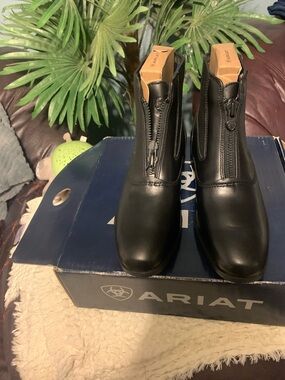 Ariat Black Front-Zip Leather Riding Boots